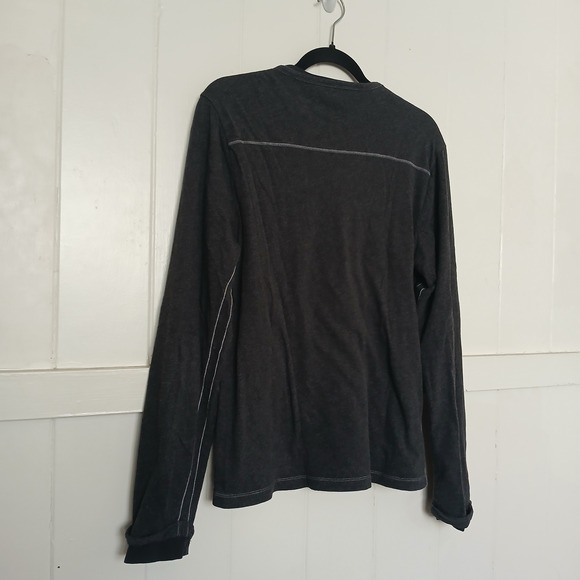 Carbon 2 Cobalt Shirt 2 in 1 Cotton Crewneck + Henley Men's Small Black Gray LS - Picture 6 of 15